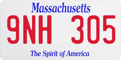 MA license plate 9NH305