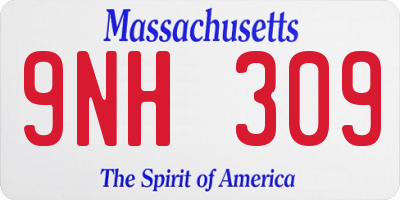 MA license plate 9NH309