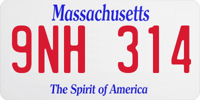 MA license plate 9NH314