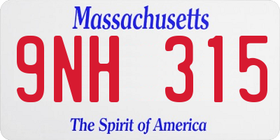 MA license plate 9NH315