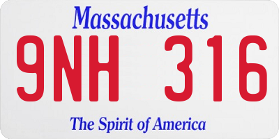 MA license plate 9NH316