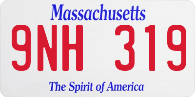 MA license plate 9NH319