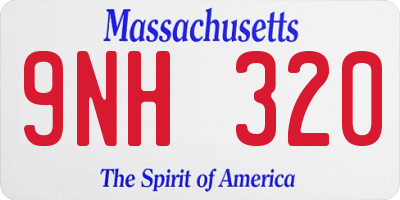 MA license plate 9NH320