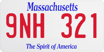 MA license plate 9NH321