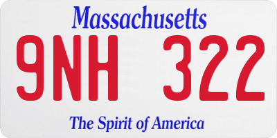 MA license plate 9NH322