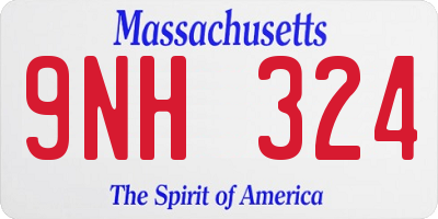 MA license plate 9NH324