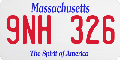 MA license plate 9NH326