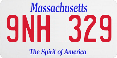 MA license plate 9NH329