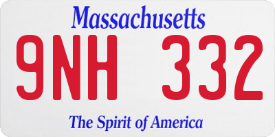 MA license plate 9NH332