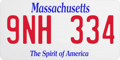 MA license plate 9NH334