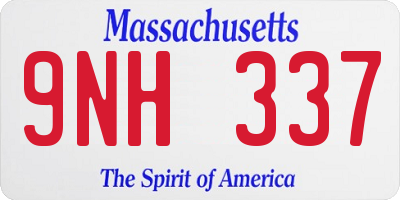 MA license plate 9NH337