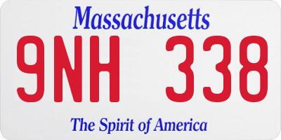 MA license plate 9NH338