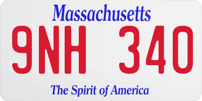 MA license plate 9NH340