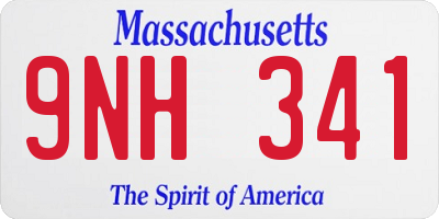 MA license plate 9NH341