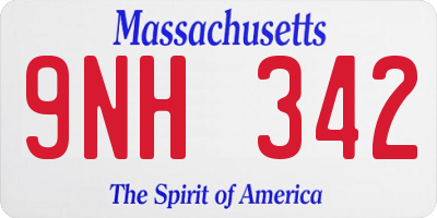 MA license plate 9NH342