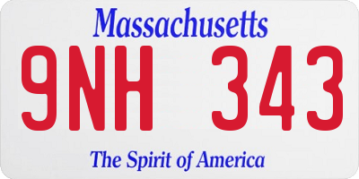 MA license plate 9NH343
