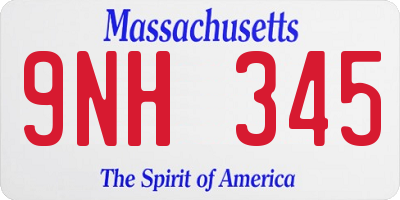 MA license plate 9NH345