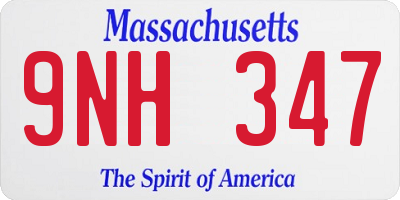 MA license plate 9NH347