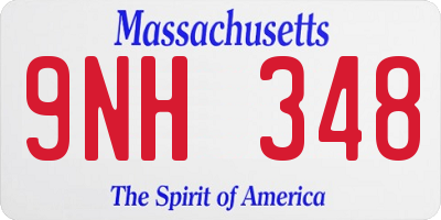MA license plate 9NH348