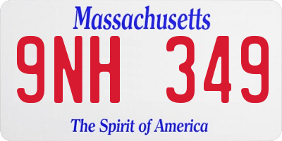 MA license plate 9NH349