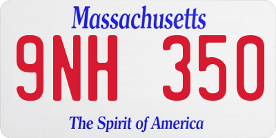 MA license plate 9NH350