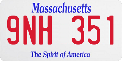 MA license plate 9NH351