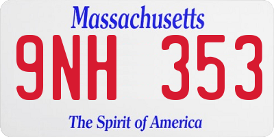 MA license plate 9NH353