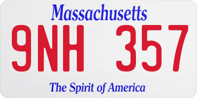 MA license plate 9NH357