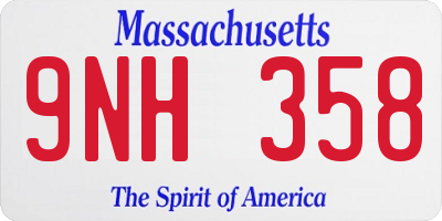 MA license plate 9NH358