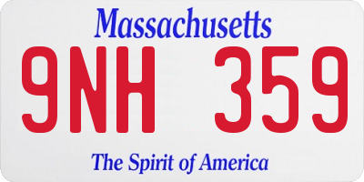 MA license plate 9NH359