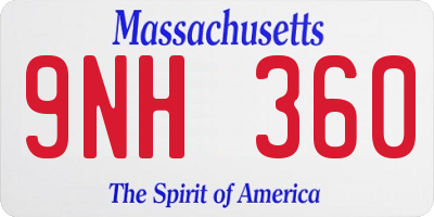 MA license plate 9NH360