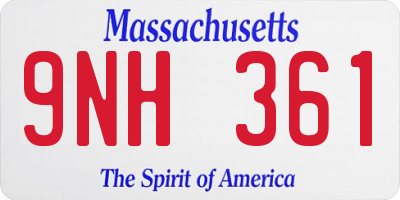 MA license plate 9NH361
