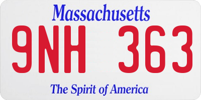 MA license plate 9NH363