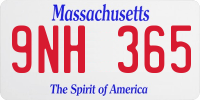 MA license plate 9NH365