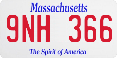 MA license plate 9NH366