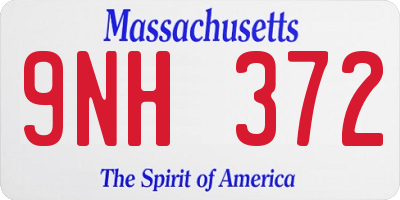 MA license plate 9NH372