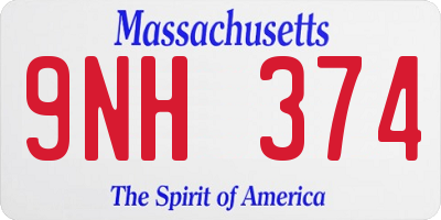 MA license plate 9NH374
