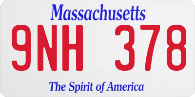 MA license plate 9NH378