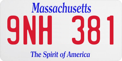 MA license plate 9NH381