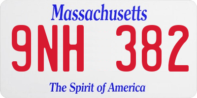 MA license plate 9NH382