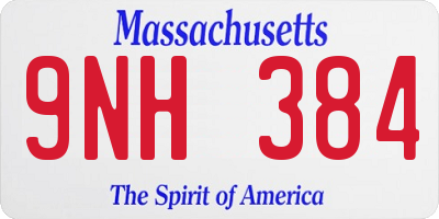 MA license plate 9NH384