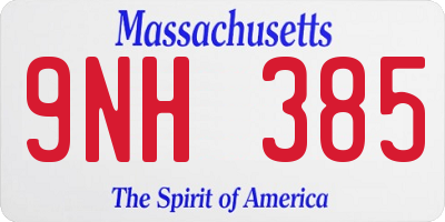 MA license plate 9NH385