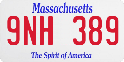 MA license plate 9NH389