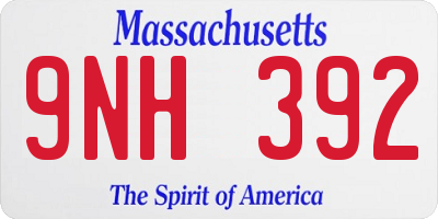 MA license plate 9NH392