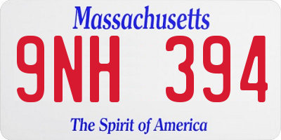 MA license plate 9NH394