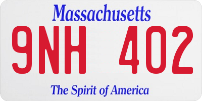 MA license plate 9NH402