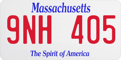 MA license plate 9NH405