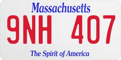 MA license plate 9NH407