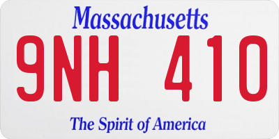 MA license plate 9NH410