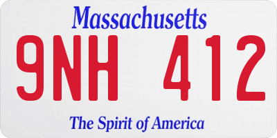 MA license plate 9NH412